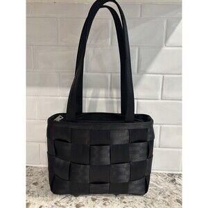 Harveys Seatbelt Handbag Black Shoulder Bag Purse Double Handle Upcycle Y2K